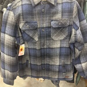 Men's Blue & Gray Plaid Button-Up Jacket